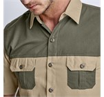 Mens Short Sleeve Serengeti 2-Tone Bush Shirt Stone Military Green